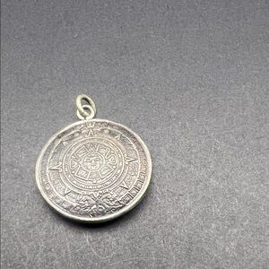 Silver Aztec Calendar Pendant